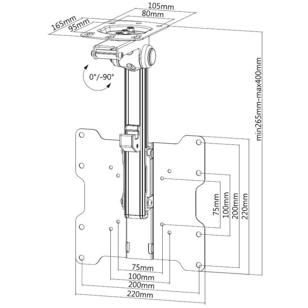 Techly ICA-CPLB 222 Folding Ceiling TV Mount 17-37" up to 20kg - view 3