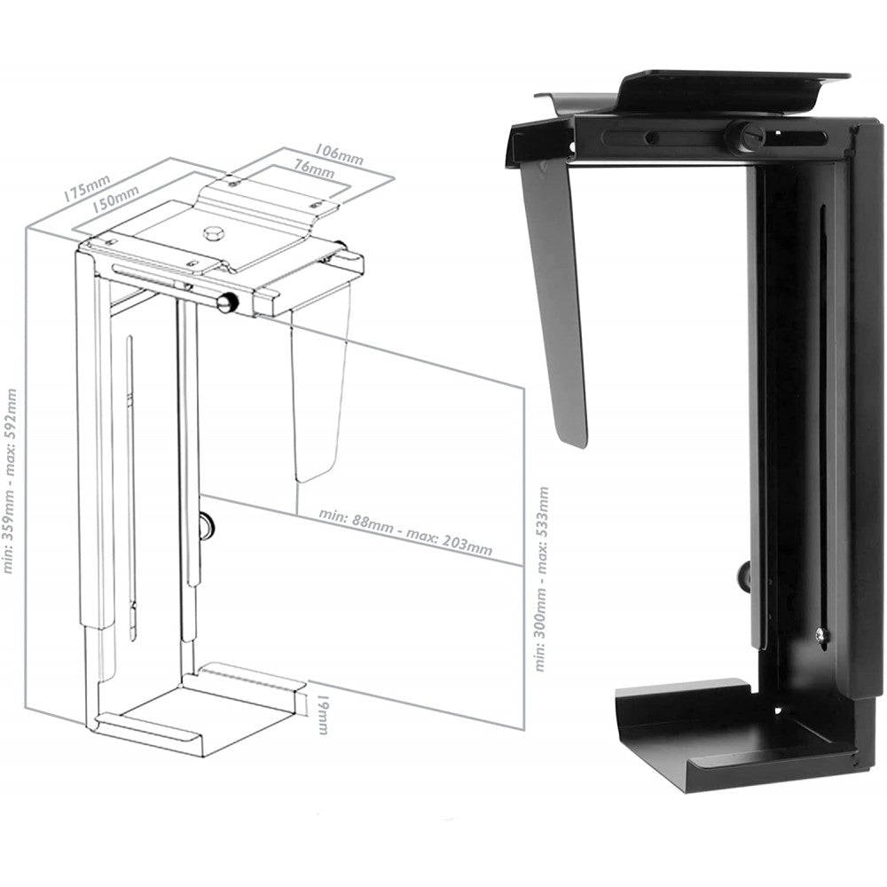 Techly ICA-CS 66 Adjustable CPU Wall Mount Bracket - view 8