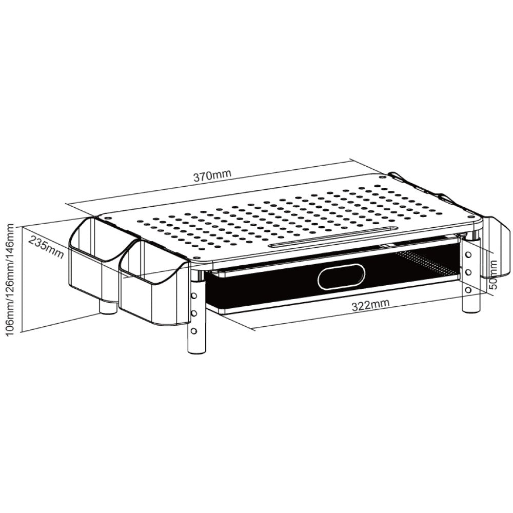 Techly ICA-MS 114 Adjustable Ergonomic Monitor Stand with Drawer - view 3