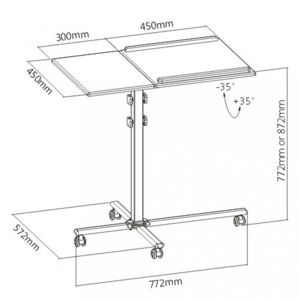 Techly ICA-TB TPM-2 Adjustable Trolley for Projector & Notebook 10 kg - view 6