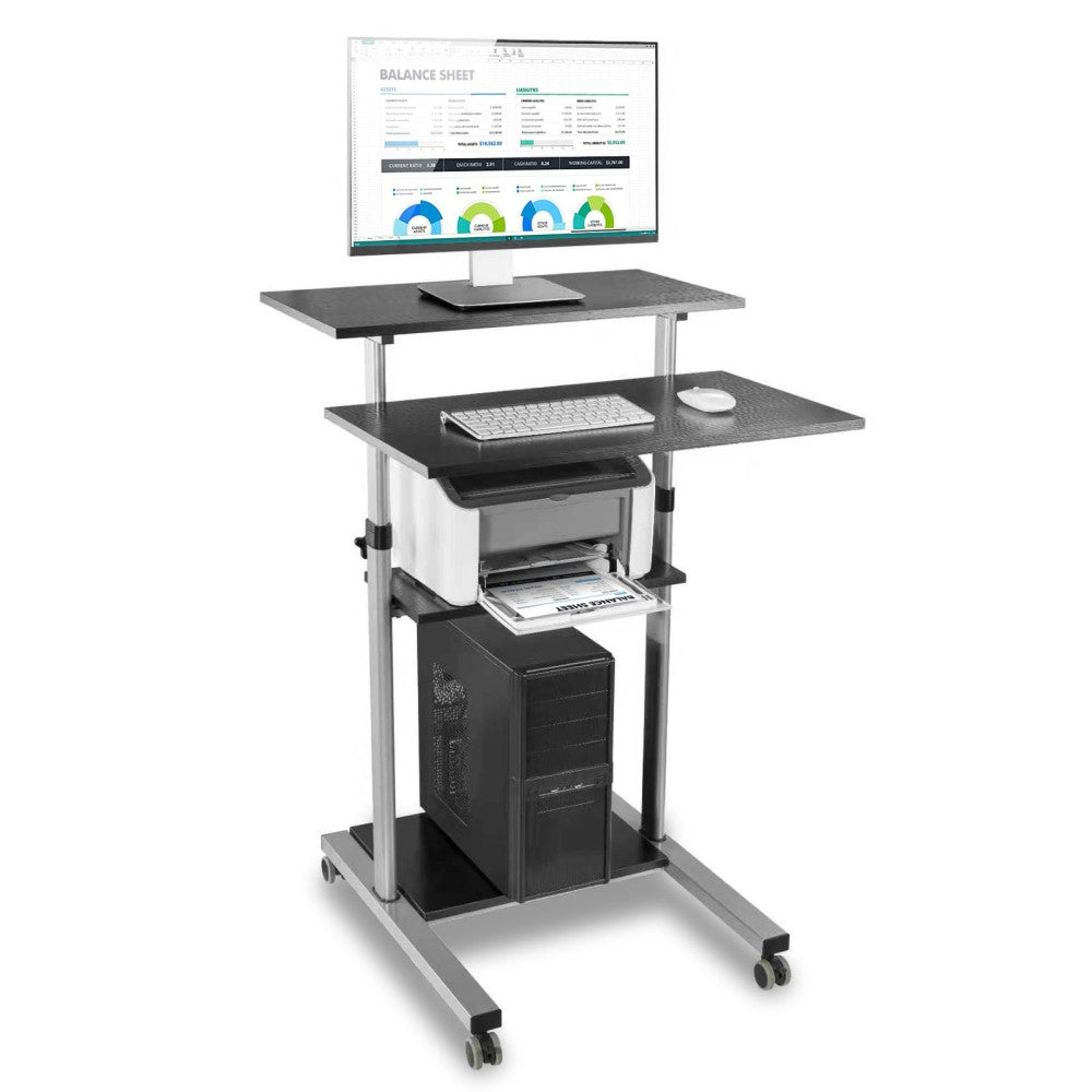 Techly ICA-TB TPM-3 Mobile Workstation Standing Desk with Shelves - view 2