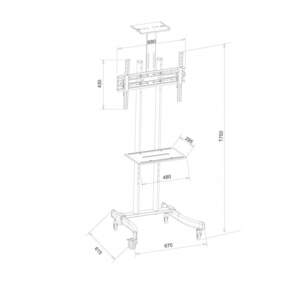 Techly ICA-TR23 TV Trolley for 37-70" LCD/LED/Plasma - view 2