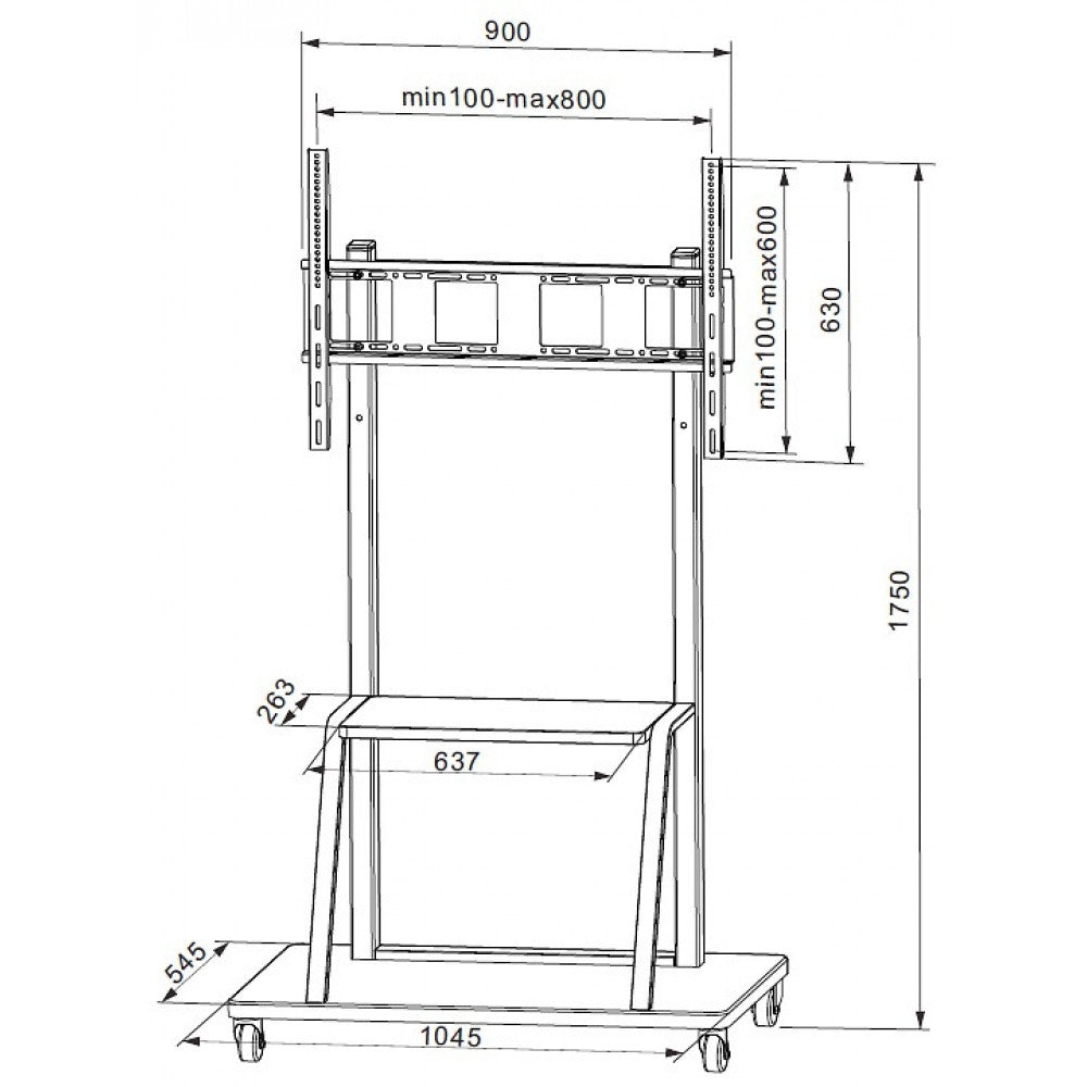 Techly ICA-TR30 TV Trolley with Shelf for 55-100" - view 3