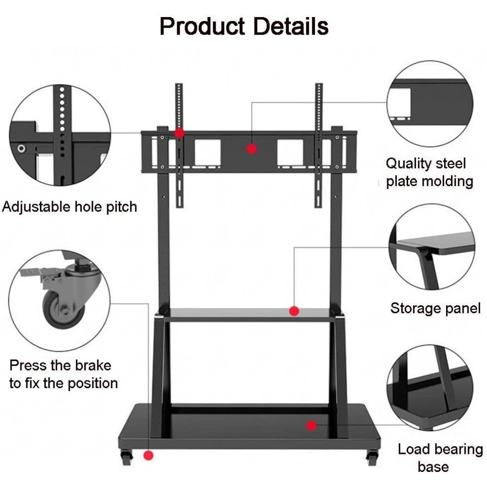 Techly ICA-TR30 TV Trolley with Shelf for 55-100" - view 7