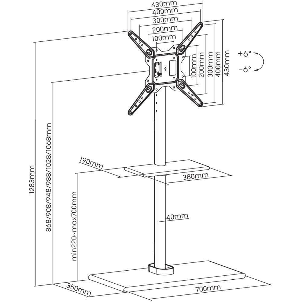Techly ICA-TR414 Floor Stand for LCD/LED TV 23-55" - view 3