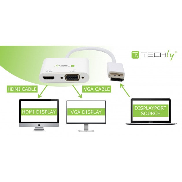 Techly ICOC DSP-VH1220 DisplayPort 1.2 to HDMI/VGA 4K Adapter - View 4