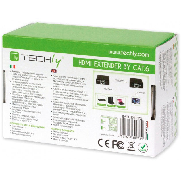 Techly IDATA EXT-E70 HDMI Extender 1080p 60m over Cat6/6A/7 - view 7
