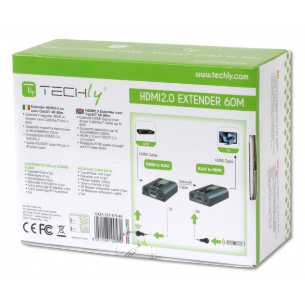 Techly IDATA EXT-E704K HDMI Extender 4K UHD 60m with IR - view 7