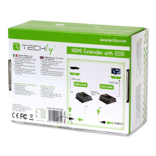 Techly IDATA EXT-E70POED HDMI PoE Extender 1080p 40m with IR - view 7