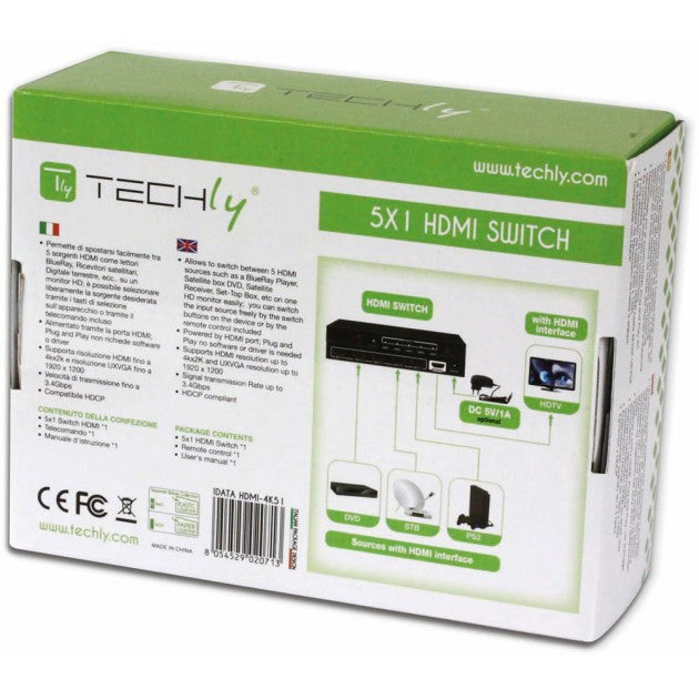 Techly IDATA HDMI-4K51 HDMI Switch 5x1 4K with Remote Control - view 8