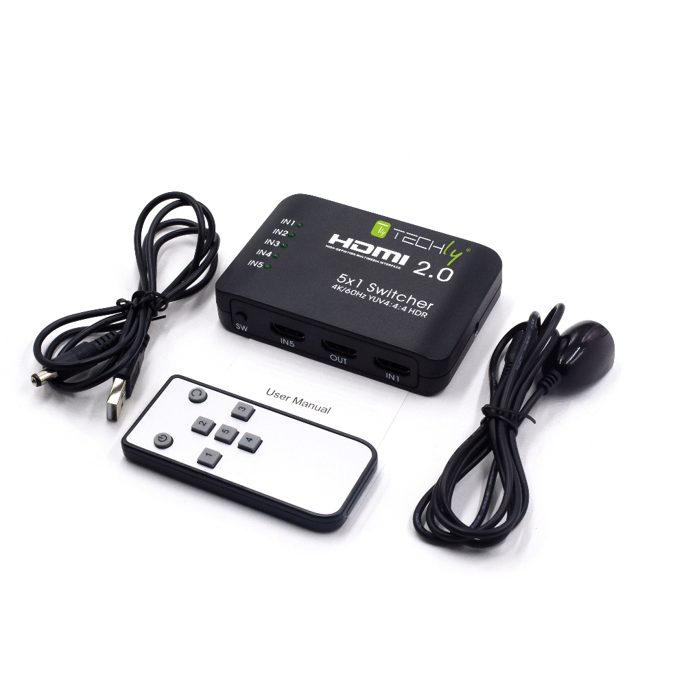 Techly IDATA HDMI2-4K5160 HDMI 2.0 Switch 5x1 4K 60Hz HDR - view 3