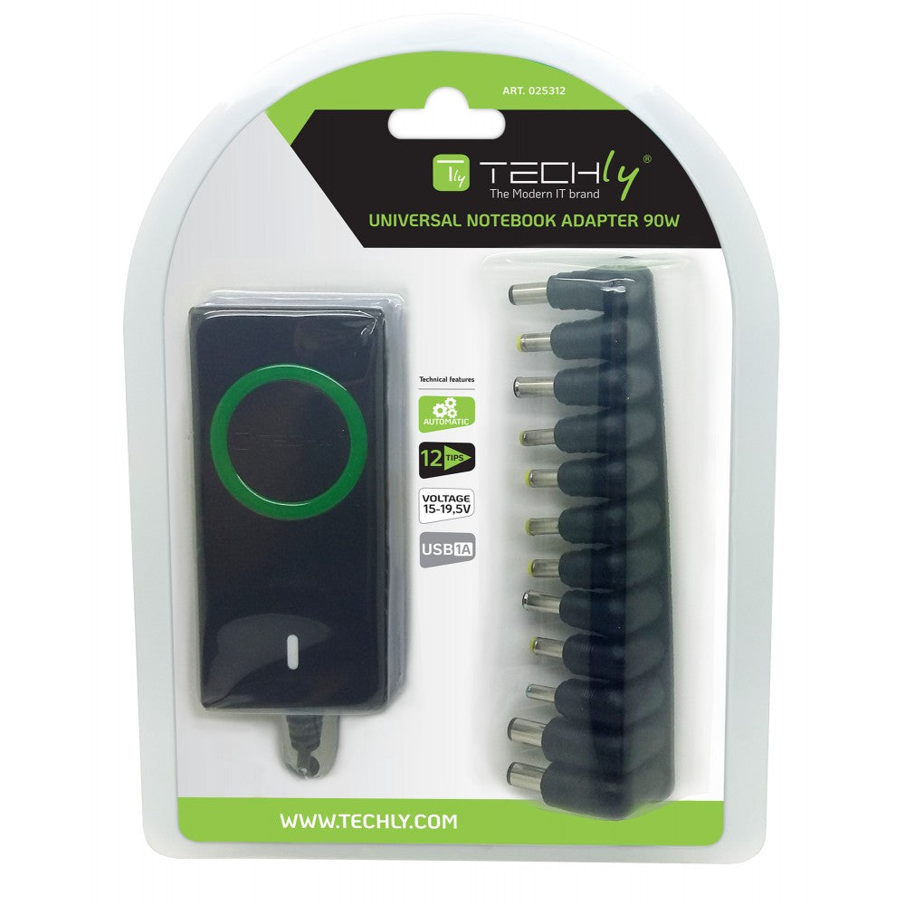 Techly IPW-NTS90WTY Universal 90W Notebook Power Supply with USB - view 2