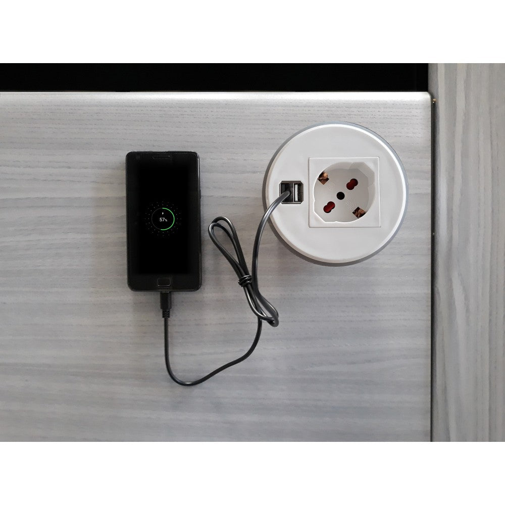 Techly IUPS-PCP-81U2U Recessed Desk Power Socket with 2x USB 2.1A - view 3