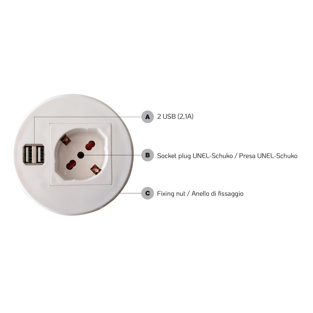 Techly IUPS-PCP-81U2U Recessed Desk Power Socket with 2x USB 2.1A - view 4