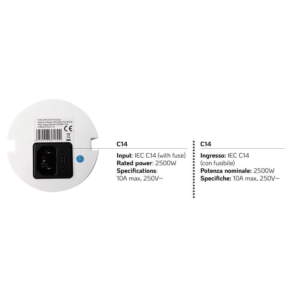 Techly IUPS-PCP-81U2U Recessed Desk Power Socket with 2x USB 2.1A - view 5