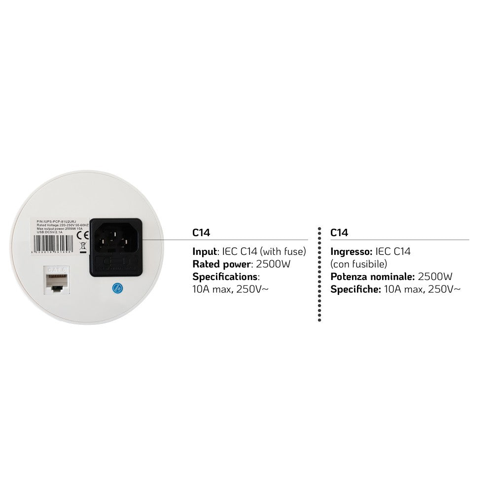 Techly IUPS-PCP-81U2URJ Recessed Desktop Socket Schuko + 2x USB + RJ45 - view 12