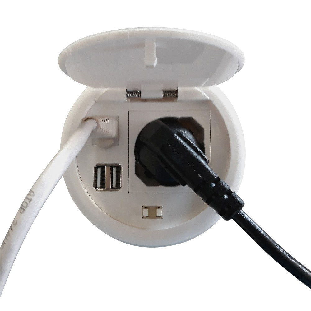 Techly IUPS-PCP-81U2URJ Recessed Desktop Socket Schuko + 2x USB + RJ45 - view 6