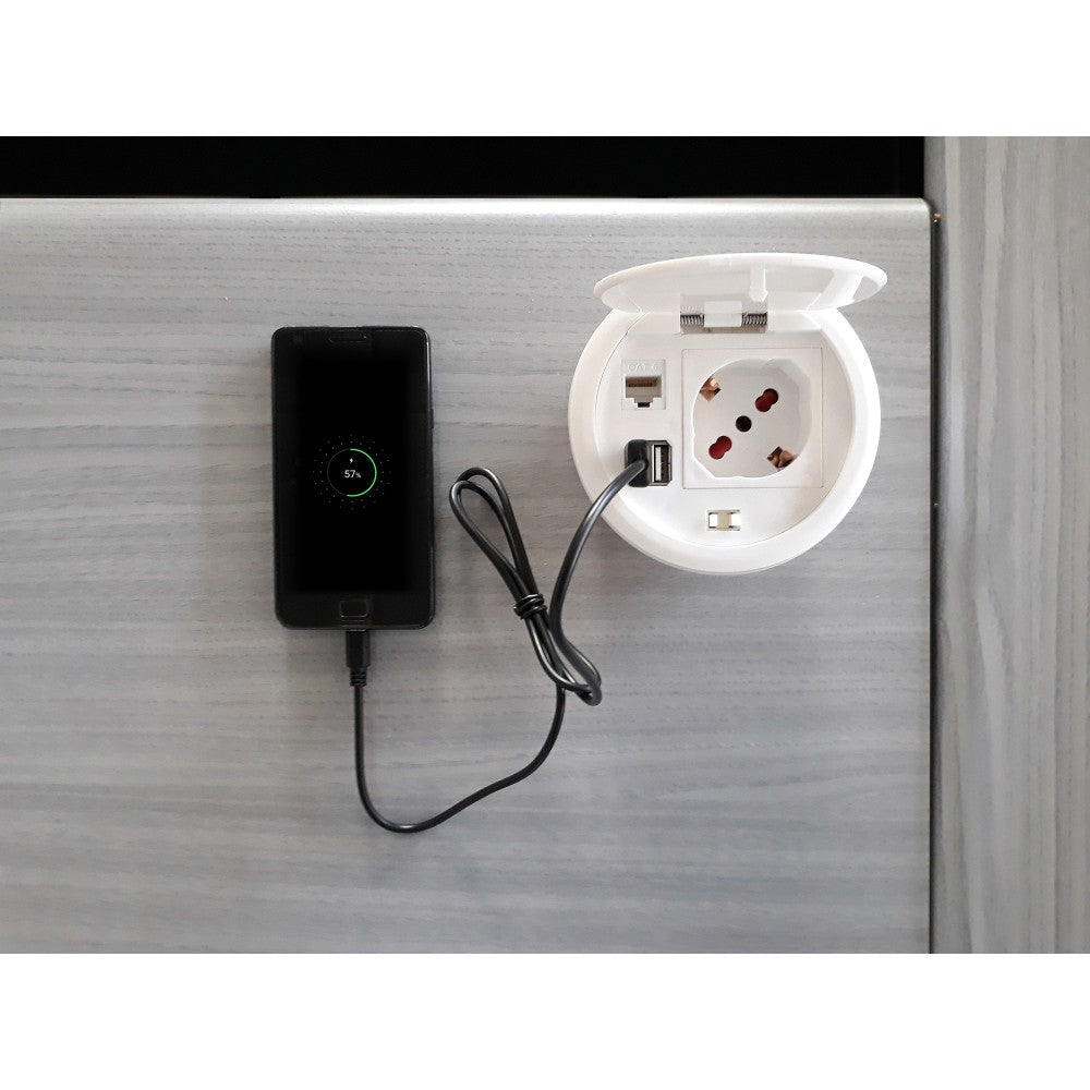 Techly IUPS-PCP-81U2URJ Recessed Desktop Socket Schuko + 2x USB + RJ45 - view 7