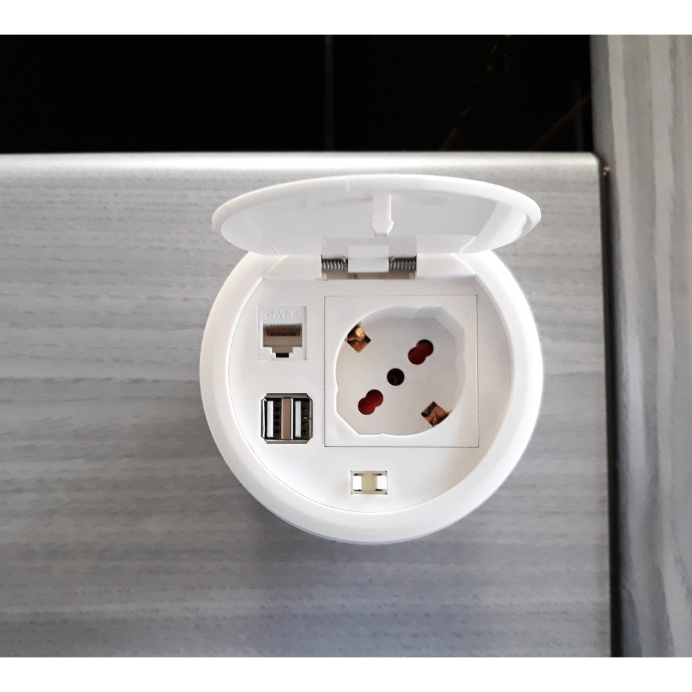 Techly IUPS-PCP-81U2URJ Recessed Desktop Socket Schuko + 2x USB + RJ45 - view 8