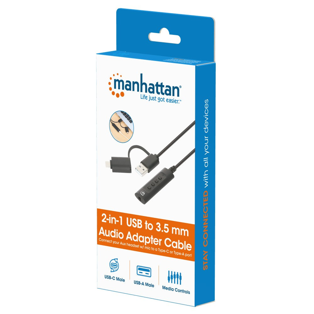 Manhattan IUSB-DAC-COMBO USB-C & USB-A σε 3.5mm TRRS DAC – Ένταση, Mute & 16-bit 48 kHz