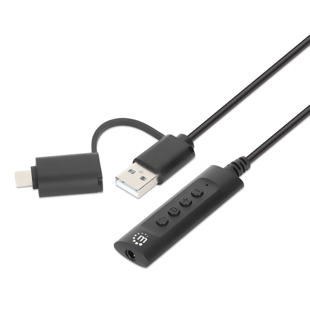 Manhattan IUSB-DAC-COMBO USB-C & USB-A σε 3.5mm TRRS DAC – Ένταση, Mute & 16-bit 48 kHz
