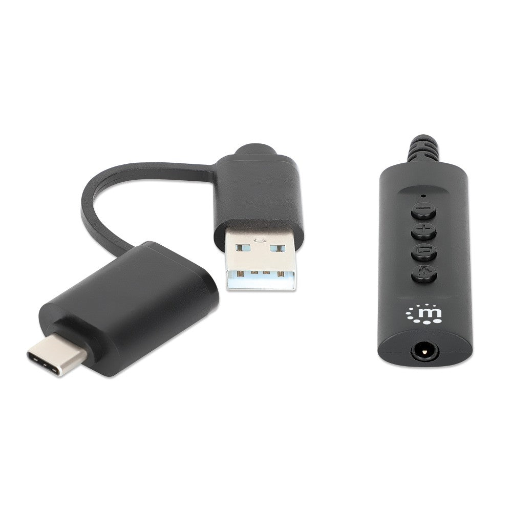 Manhattan IUSB-DAC-COMBO USB-C & USB-A σε 3.5mm TRRS DAC – Ένταση, Mute & 16-bit 48 kHz
