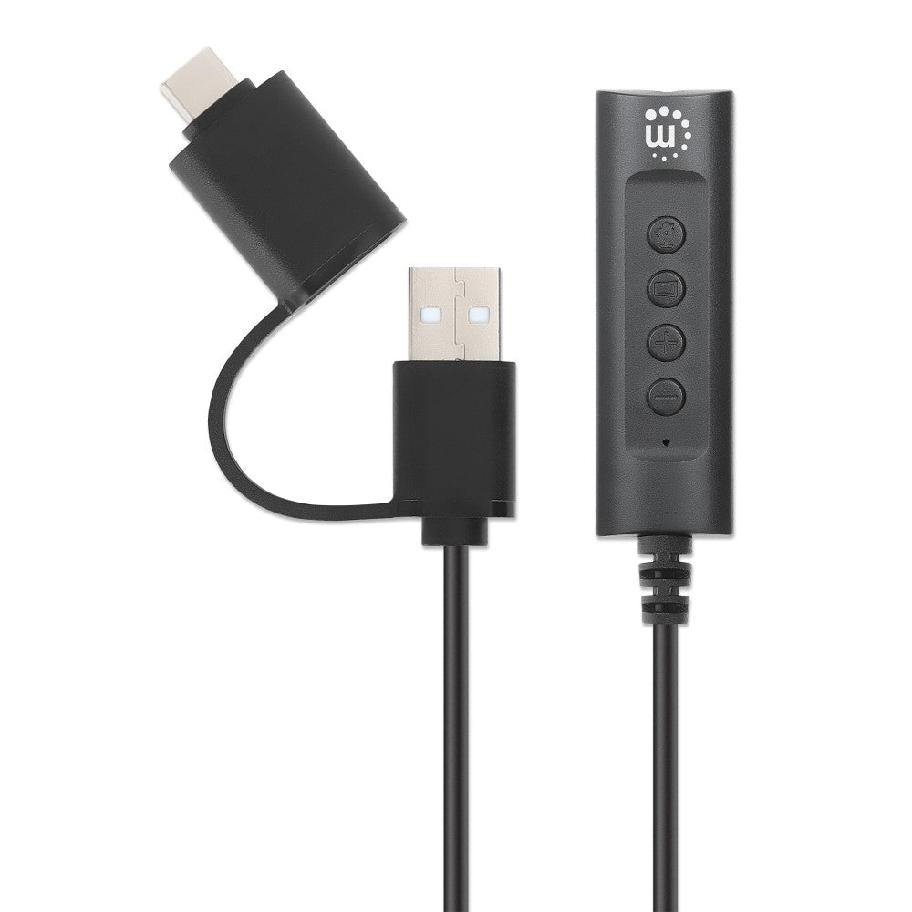 Manhattan IUSB-DAC-COMBO USB-C & USB-A σε 3.5mm TRRS DAC – Ένταση, Mute & 16-bit 48 kHz