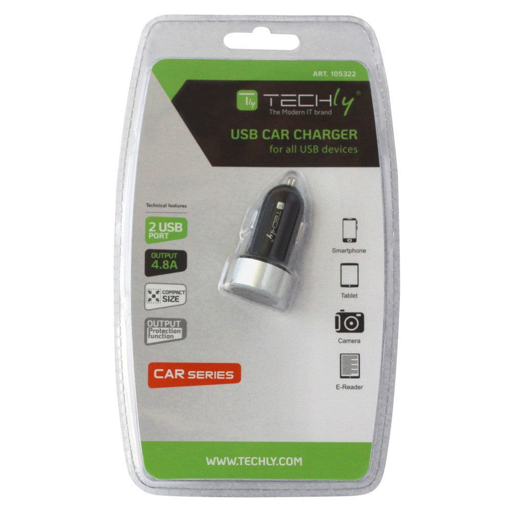 Techly IUSB2-CAR-ADP482 USB Car Charger — Side View
