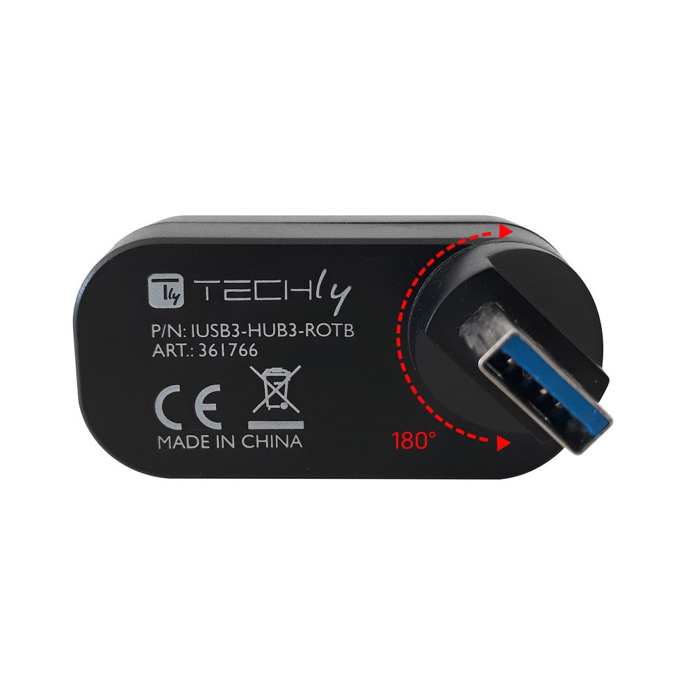 Techly IUSB3-HUB3-ROTB 3-Port USB 3.0 Mini Hub Rotating — image 5