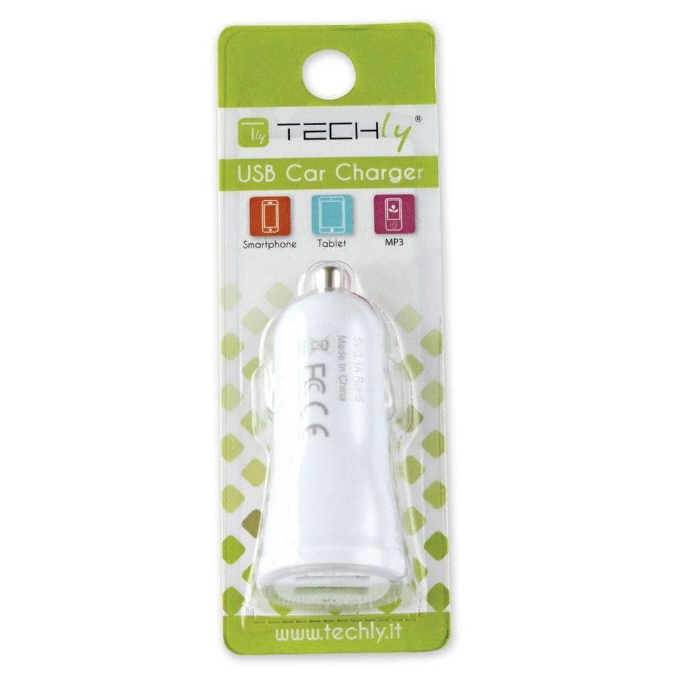 Techly IUSB2-CAR2-2A1P USB Car Charger — Side View