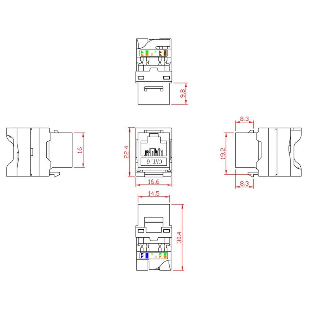 Techly IWP-MD C6/UROTT Keystone Jack RJ45 Cat6 UTP Tool-less - view 2