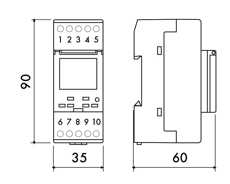 Ψηφιακός Χρονοδιακόπτης 1IO7081 2-DIN – 230 V 16 A, 20 Προγράμματα & Εφεδρεία 15 Ημερών